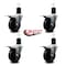 Service Caster 4'' Soft Rubber Swivel 1-3/4'' Expanding Stem Caster Set Total Lock Brake, 4PK SCC-EXTTL20S414-SRS-134-4 - alternate 2